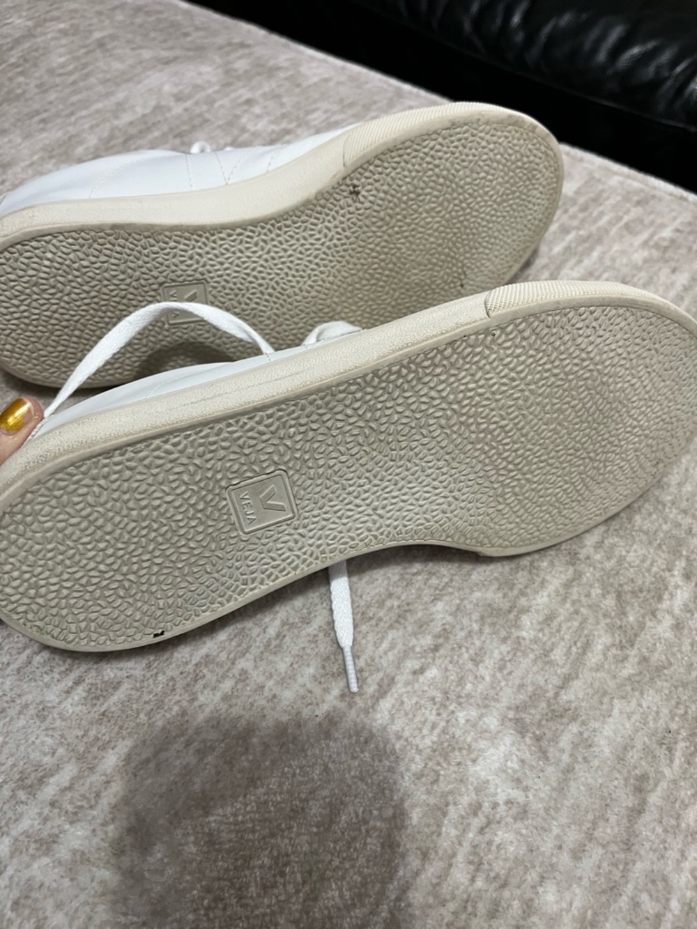 Veja White Low-Top Sneakers with Cream Sole - Picture 6 of 8